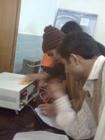 Working in lab